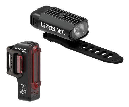 Zestaw lampki LEZYNE HECTO DRIVE 500XL przód 500 lumenów, STRIP tył 150 lumenów, usb czarne (NEW)-16824