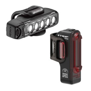 Zestaw lampki LEZYNE STRIP DRIVE przód 400 lumenów, STRIP tył 150 lumenów, usb czarne (1)