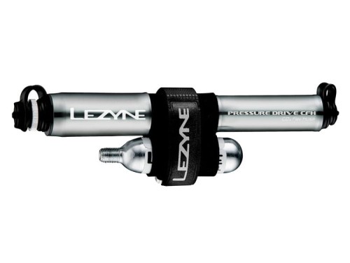 Pompka ręczna LEZYNE PRESSURE DRIVE CFH HP 120psi metalowy przewód CO2 + 1x nabój gazowy 16g grafitowa (NEW)-2123